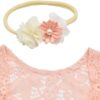 Vemonllas Newborn Photography Props Baby Girls Floral Headband and Open Back Romper Photo Prop Outfits