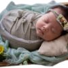 Vemonllas Newborn Photography Props Outfit Boy Girls Hat,Bow Wrap,Posing Aid Moon,Flower Headdress Baby Photo Props Pack of 5