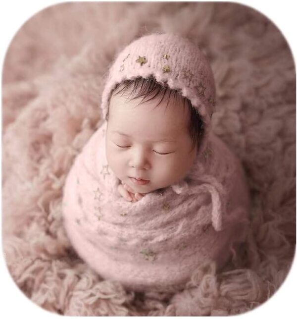 Vemonllas Newborn Baby Photography Props Outfits Hat Long Ripple Wrap Set for Boys Girls Photography Photoshoot Photos
