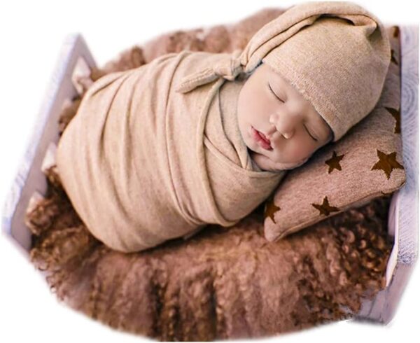 51r09EgGcQL._AC_SL1001 Vemonllas Newborn Baby Photography Props Outfits Hat Long Ripple Wrap Set for Boys Girls Photoshoot Photos Picture