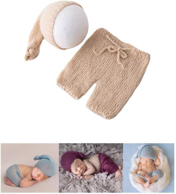 51u9dFmtYAL._AC_SL1001 Vemonllas Newborn Photography Props Outfits Girl Boy Baby Photoshoot Props Mohair Sleepy Hat Pant Baby Photo Prop Outfit Sets
