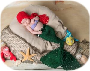 Vemonllas Newborn Photography Props Girls Star Headband, Bra & Mermaid Tail Baby Photoshoot Prop Outfits (Green)