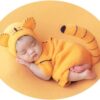 Vemonllas Newborn Photography Props Outfits Girl Tiger Hat Romper Tail Newborn Boy Photoshoot Outfit Baby Photo Prop