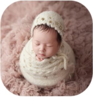 Vemonllas Newborn Baby Photography Props Outfits Hat Long Ripple Wrap Set for Boys Girls Photography Photoshoot Photos