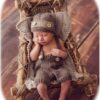 Vemonllas Newborn Photography Props Outfit Girl Boy Baby Photo Props Handmade Knit Hat Bonnet & Suspender Pants Costumes