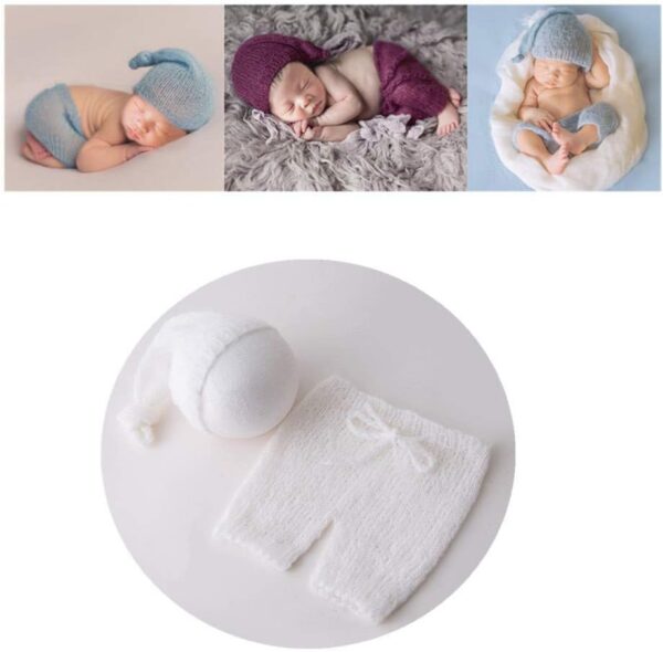 51zi7ZtPN6L._AC_SL1001 Vemonllas Newborn Photography Props Outfits Girl Boy Baby Photoshoot Props Mohair Sleepy Hat Pant Baby Photo Prop Outfit Sets