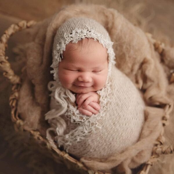 51zplRWo0HL._AC_SL1000 Newborn Photography Props Outfit Girl Boy Mohair Lace Hat with Wrap Blanket Crochet Knit Baby Photo Props