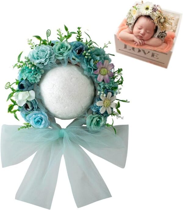 Vemonllas Newborn Photography Props Boys Girls Floral Sitter Hat Baby Photo Props Flowers Bonnet