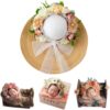 Vemonllas Newborn Photography Props Boys Girls Floral Sitter Hat Baby Photo Props Flowers Bonnet