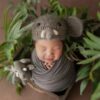 Vemonllas Newborn Photography Wrap Stretch Blanket Baby Photo Props Mohair Elephant Hat Newborn Photoshoot Outfits