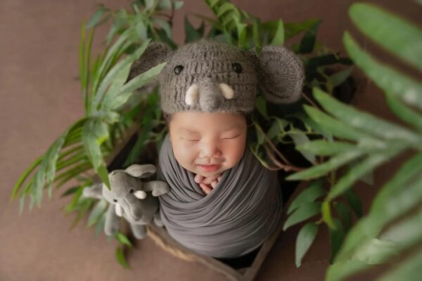611PdAI99_L._AC_SL1500 Vemonllas Newborn Photography Wrap Stretch Blanket Baby Photo Props Mohair Elephant Hat Newborn Photoshoot Outfits