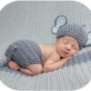 Vemonllas Newborn Photography Props Outfit Boys Girls Elephant Hat Bonnet & Shorts Baby Photo Props Crochet Knitted Costumes