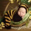 Vemonllas Newborn Photography Props Boys Girls Outfits Mohair Bear Hat Bonnet & Footed Romper Bodysuit Photoshoot Costume Set