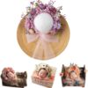 Vemonllas Newborn Photography Props Boys Girls Floral Sitter Hat Baby Photo Props Flowers Bonnet