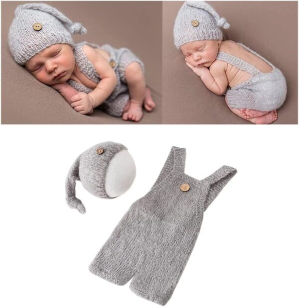 61GBnWCqElL._AC_SL1001 Vemonllas Fashion Cute Newborn Boy Girls Baby Costume Outfits Photography Props Hat Pants