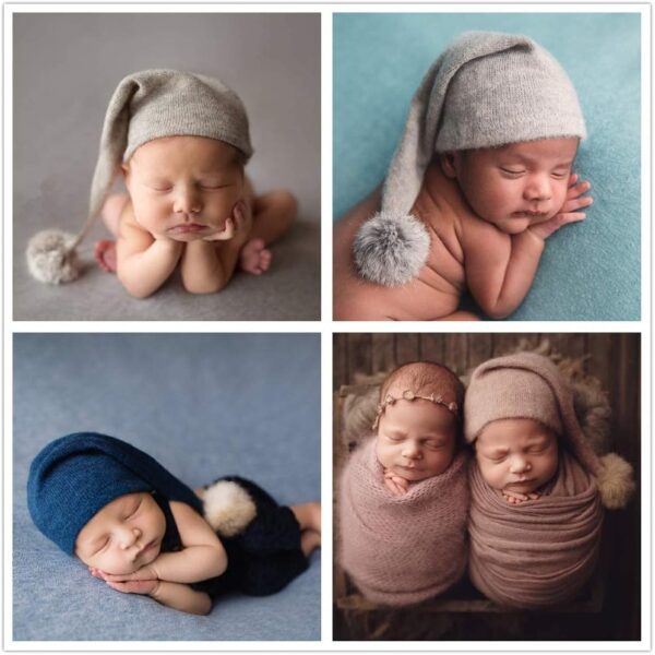 61GRucg9KkL._AC_SL1002 Newborn Baby Photography Props Boy Girl Sleepy Hat and Fabric Wrap Blanket Potato Photo Posing Prop Set
