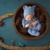 Vemonllas Newborn Photography Props Boys Girls Outfits Mohair Bear Hat Bonnet & Footed Romper Bodysuit Photoshoot Costume Set