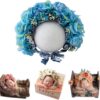 Vemonllas Newborn Photography Props Boys Girls Floral Sitter Hat Baby Photo Props Flowers Bonnet