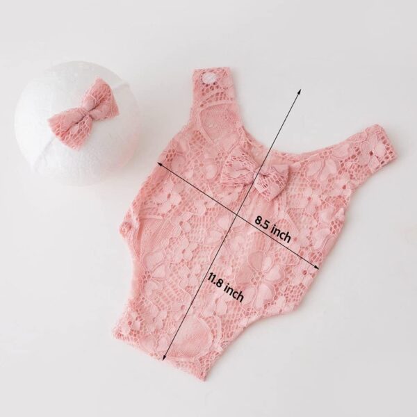 61Ik9TqCIuL._AC_SL1001 Newborn Baby Photography Props Outfits Girls Princess Lace Bow Headband Deep-V Rompers Bodysuits Baby Photo Props