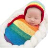 Vemonllas Fashion Newborn Boy Girl Baby Photography Props Outfits Rainbow Hat and Long Ripple Wrap Set (Rainbow)