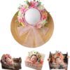 Vemonllas Newborn Photography Props Boys Girls Floral Sitter Hat Baby Photo Props Flowers Bonnet