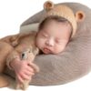 Vemonllas Newborn Photography Props Boys Girls Outfits Mohair Bear Hat Bonnet & Footed Romper Bodysuit Photoshoot Costume Set