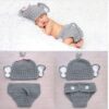 Vemonllas Newborn Photography Props Outfit Boys Girls Elephant Hat Bonnet & Shorts Baby Photo Props Crochet Knitted Costumes