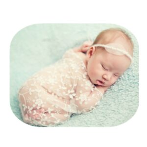 Vemonllas Luxury Newborn Boy Girl Baby Photography Props Wrap Lace Yarn Cloth Blanket (Beige)