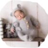 Vemonllas Newborn Photography Props Boys Girls Outfits Mohair Bear Hat Bonnet & Footed Romper Bodysuit Photoshoot Costume Set