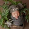 Vemonllas Newborn Photography Wrap Stretch Blanket Baby Photo Props Mohair Elephant Hat Newborn Photoshoot Outfits