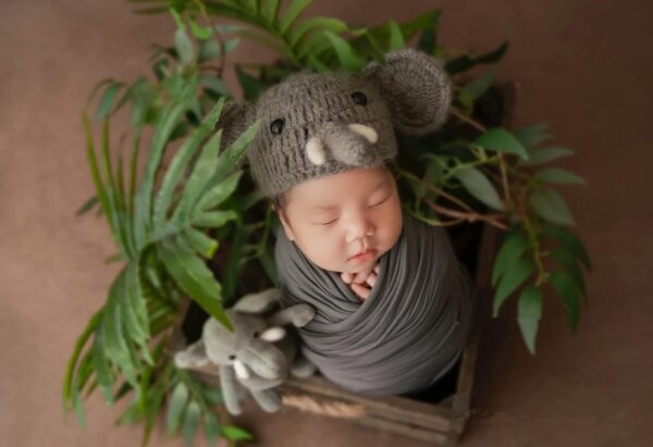 61cONYkFArL._AC_SL1500 Vemonllas Newborn Photography Wrap Stretch Blanket Baby Photo Props Mohair Elephant Hat Newborn Photoshoot Outfits