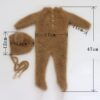 Vemonllas Newborn Photography Props Boys Girls Outfits Mohair Bear Hat Bonnet & Footed Romper Bodysuit Photoshoot Costume Set