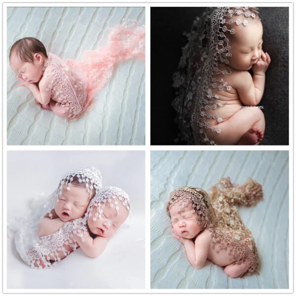 61f2seZ4x2L._SL1002 Vemonllas Luxury Newborn Boy Girl Baby Photography Props Wrap Lace Yarn Cloth Blanket (Beige)