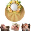 Vemonllas Newborn Photography Props Boys Girls Floral Sitter Hat Baby Photo Props Flowers Bonnet