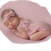Newborn Baby Photography Props Outfits Girls Princess Lace Bow Headband Deep-V Rompers Bodysuits Baby Photo Props