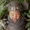 Vemonllas Newborn Photography Wrap Stretch Blanket Baby Photo Props Mohair Elephant Hat Newborn Photoshoot Outfits