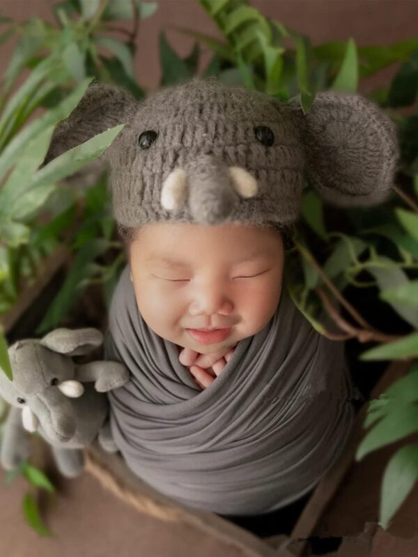 61oD1TNz89L._AC_SL1439 Vemonllas Newborn Photography Wrap Stretch Blanket Baby Photo Props Mohair Elephant Hat Newborn Photoshoot Outfits