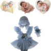 Vemonllas Newborn Photography Props Baby Girls Outfits,Baby Photo Props Soft Lace Headdress Bodysuits Set