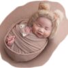 Vemonllas Newborn Photography Props Outfits Girl Boy Teddy Bear Hat with Wrap Stretch Blanket Baby Photo Props