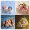 Vemonllas Newborn Photography Props Boys Girls Floral Sitter Hat Baby Photo Props Flowers Bonnet