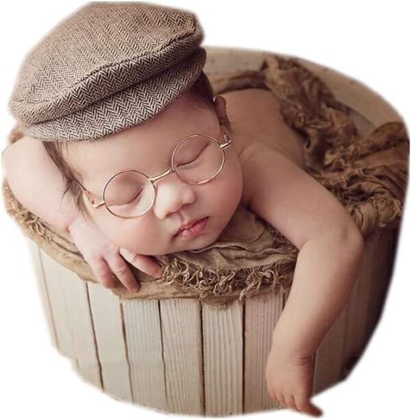 Vemonllas Fashion Cute Newborn Baby Boys Girls Photography Props Gentleman Cap Hat with Glasses Set