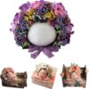 Vemonllas Newborn Photography Props Boys Girls Floral Sitter Hat Baby Photo Props Flowers Bonnet