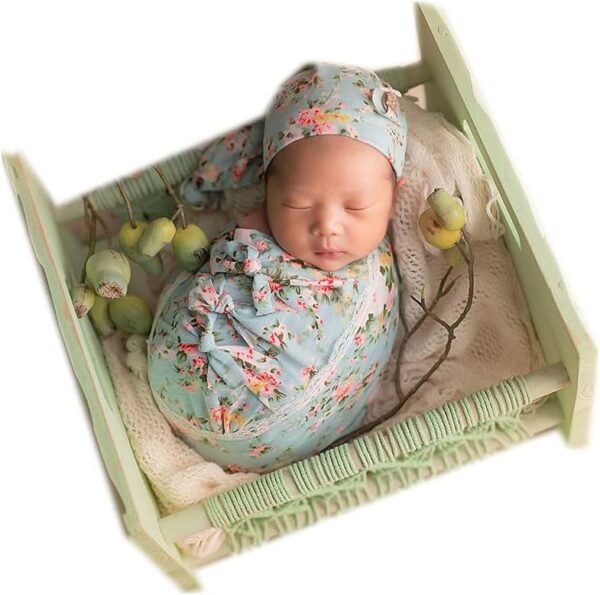 Vemonllas Newborn Photography Props Outfit Boy Girls Hat,Bow Wrap,Posing Aid Moon,Flower Headdress Baby Photo Props Pack of 5