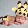 Vemonllas Newborn Photography Props Outfits Girls Boys Crochet Knitted Cattle Cow Hat Bonnet & Shorts Baby Photo Props Set