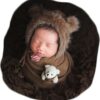 Vemonllas Newborn Photography Props Outfits Girl Boy Teddy Bear Hat with Wrap Stretch Blanket Baby Photo Props