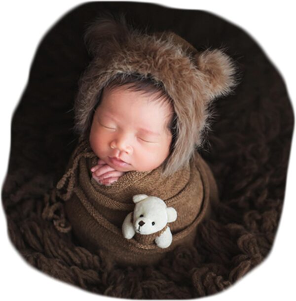 714AdshL6tL._AC_SL1500_6beec9b8-8193-4f5a-a0b7-f66f561c09fe Vemonllas Newborn Photography Props Outfits Girl Boy Teddy Bear Hat with Wrap Stretch Blanket Baby Photo Props