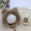 Vemonllas Newborn Photography Props Outfits Girl Boy Teddy Bear Hat with Wrap Stretch Blanket Baby Photo Props