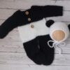 Vemonllas Newborn Photography Props Boys Girls Outfits Mohair Bear Hat Bonnet & Footed Romper Bodysuit Photoshoot Costume Set