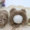 Vemonllas Newborn Photography Props Outfits Girl Boy Teddy Bear Hat with Wrap Stretch Blanket Baby Photo Props