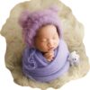 Vemonllas Newborn Photography Props Outfits Girl Boy Teddy Bear Hat with Wrap Stretch Blanket Baby Photo Props